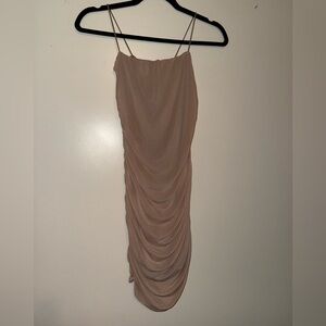 Windsor Tan Ruched Mini Dress